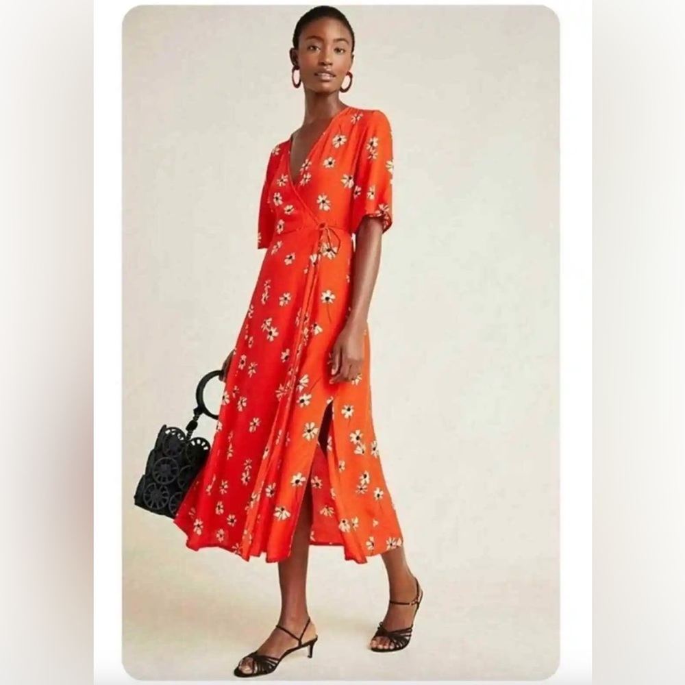 Faithfull the Brand x Anthropologie Red Floral Wrap Dress